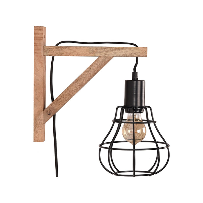 Wandlamp Drop Zwart Mangohout